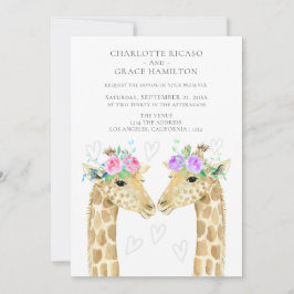 Två Brides Giraffe Gay Bröllop Meddelande