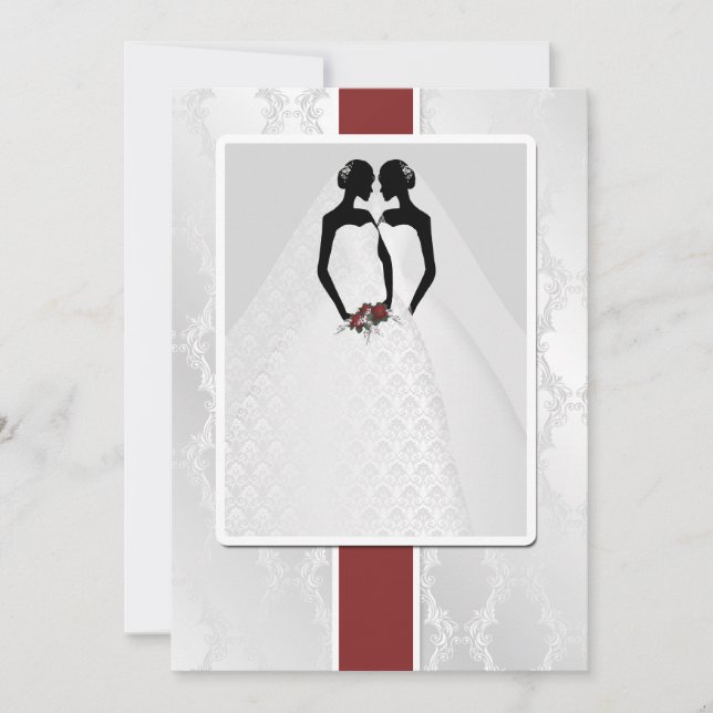 Två Brides in Möhippa GOwen Bröllop Inbjudningar (Framsida)