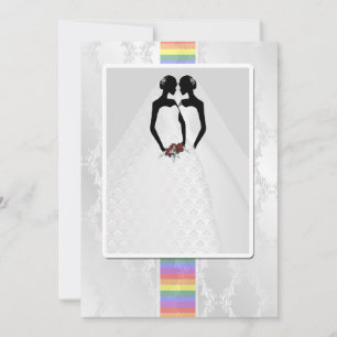 Två Brides in Möhippa GOwen Bröllop Inbjudningar