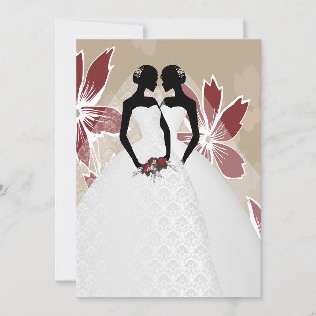 Två Brides in Möhippa GOwen Bröllop Inbjudningar (Framsida)