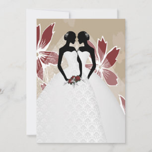 Två Brides in Möhippa GOwen Bröllop Inbjudningar