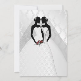 Två Brides in Möhippa GOwen Elegant bröllop Inbjudningar