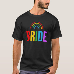 Två Brides Lesbisk Bröllop, fru och fru Rainbow P T Shirt