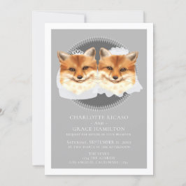 Två Brides Mrs. och Fox ThMeed Bröllop Meddelande