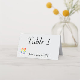 Två Brides Rainbow Kärlek Placeringskort