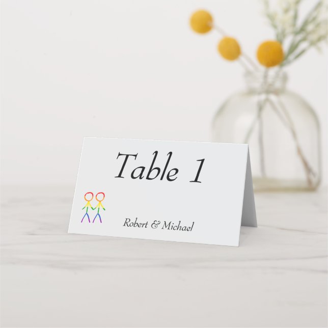 Två Brides Rainbow Kärlek Placeringskort (Framsida)