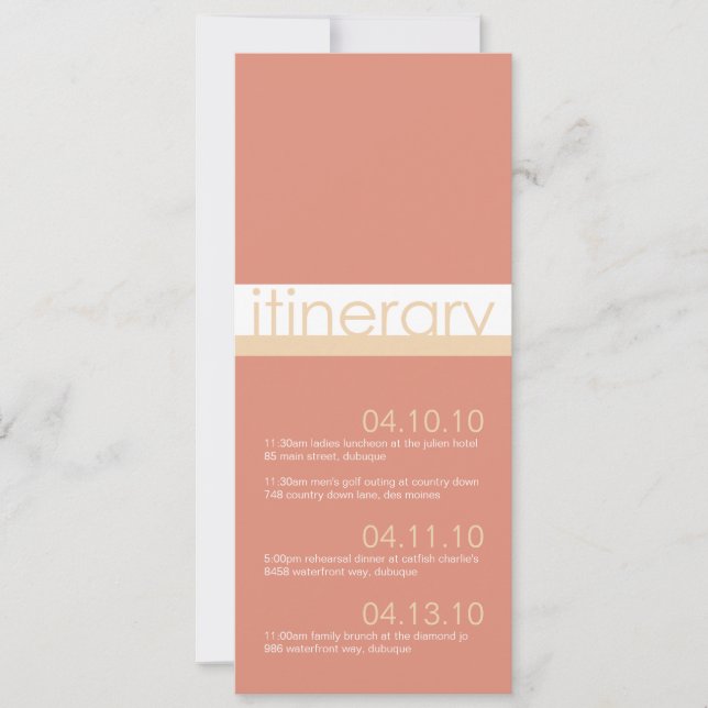 Två bröllops itinerary-meddelanden inbjudningar (Framsida)