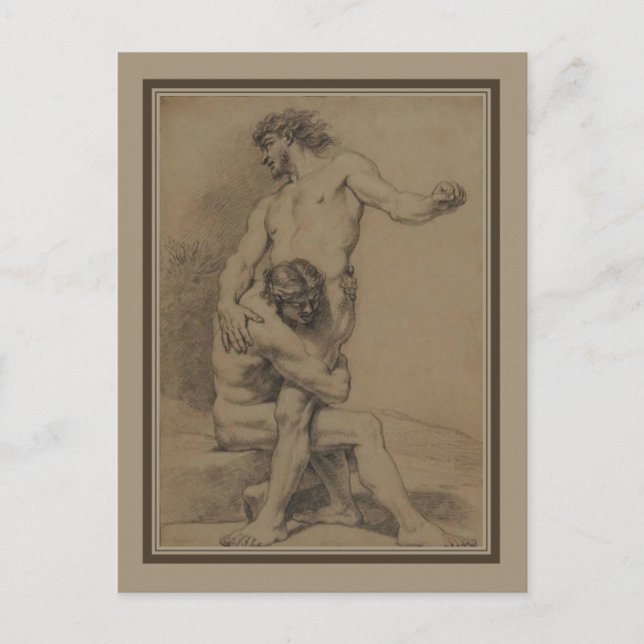 Två brottare efter Platte-Montagne Vykort (Framsida)