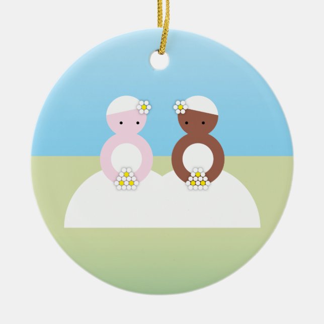 Två brudar en caucasian julgransprydnad keramik (Framsidan)