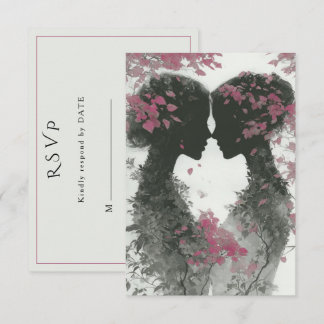 Två brudar Handritad pennillustration   OSA Kort