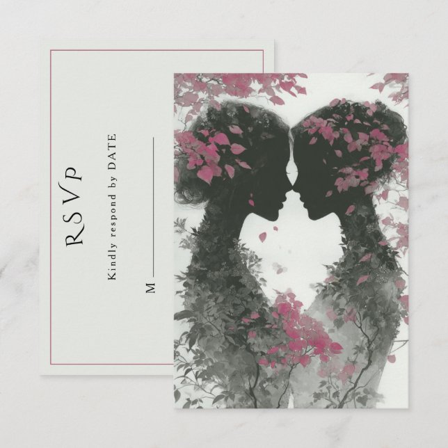 Två brudar Handritad pennillustration   OSA Kort (Fram/baksida)