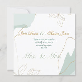 Två brudar Lesbisk akvarell Grönska Bröllop Inbjudningar