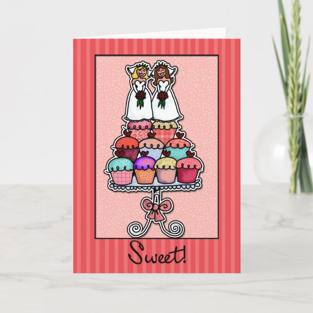 Två brudar på muffinbunt kort (Framsida)
