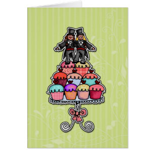 Två brudar på muffins hälsningskort