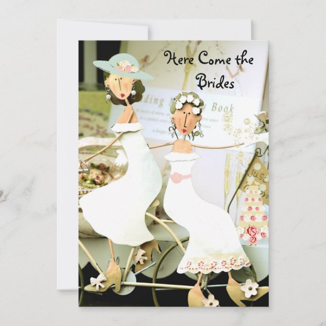 Två brudar som gifta sig inbjudan (Framsida)