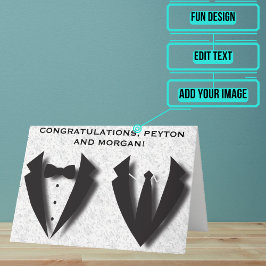 Två brudgummar Abstrakt Bröllopsdag Grattis Kort