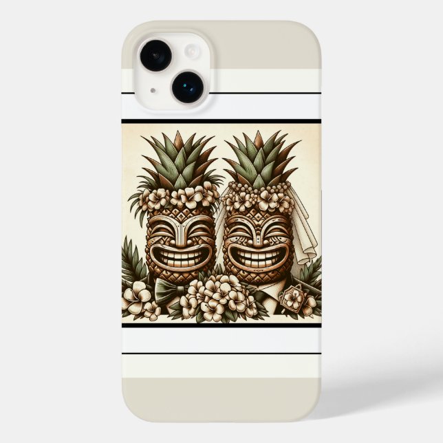 Två brudgummar Gay Pineapple Tiki-huvud Retro Bröl (Baksida)