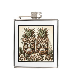 Två brudgummar Gay Pineapple Tiki Huvud Retro Bröl Fickplunta