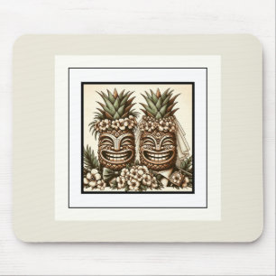 Två brudgummar Gay Pineapple Tiki-huvud Retro Bröl Musmatta