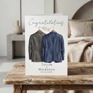 Två brudgummar Grattis på er bröllopsdag Kort