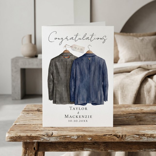 Två brudgummar Grattis på er bröllopsdag Kort (Two Grooms Congratulations on Your Wedding Day Card
by Ricaso - same sex wedding card for newly weds)