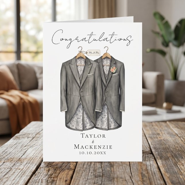 Två brudgummar Grattis på er bröllopsdag Kort (Two Grooms Congratulations on Your Wedding Day Card
by Ricaso - same sex wedding card for newly weds)
