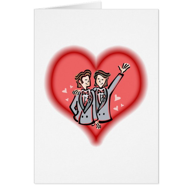 Två brudgummar hälsningskort (Framsidan)