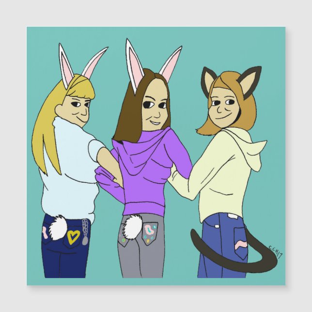 Två bunnier och kattunge (Framsida)