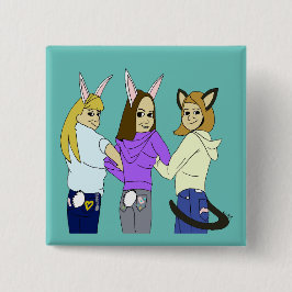 Två bunnier och kattunge knapp