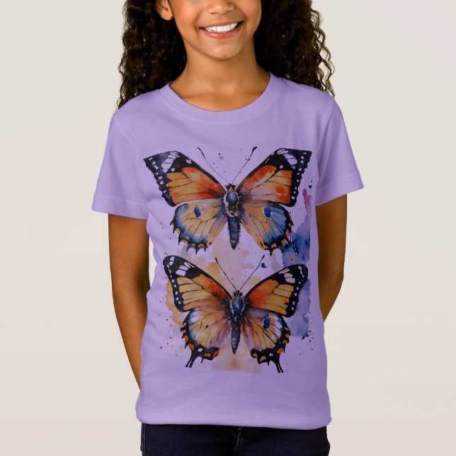 Två butterliska småflickor t-shirt (Framsida)
