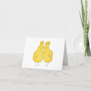 Två cartoonish Chickens Hugger BLANK Kort