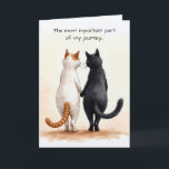 Två Cat Friends Walking for Birthday Kort<br><div class="desc">Två katter som går iväg och håller tassar i en födelsedag. Text kan ändras.</div>