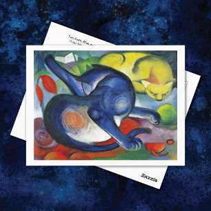 Två Cats Blue Gult Franz Marc Vykort