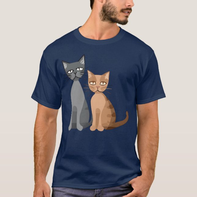 Två Cats roligt T Shirt (Framsida)