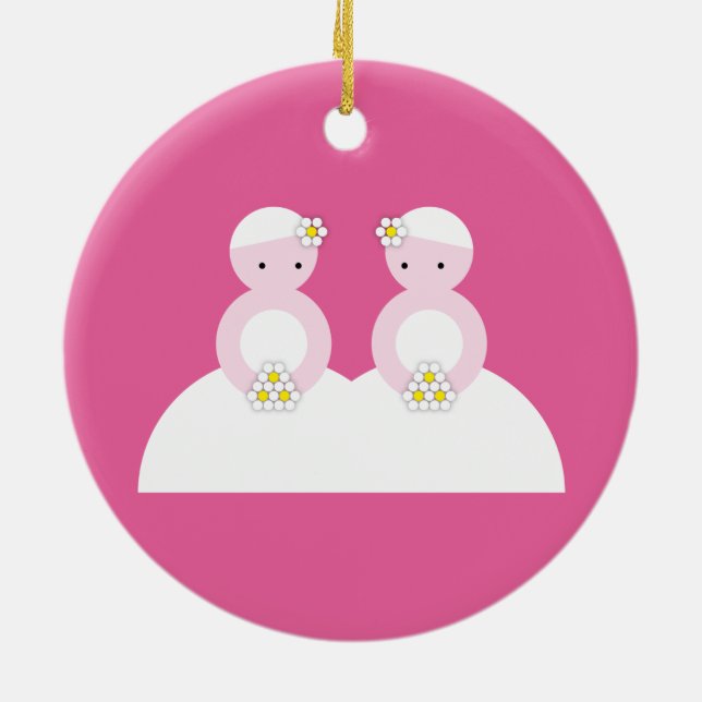 Två caucasian brudar julgransprydnad keramik (Baksidan)