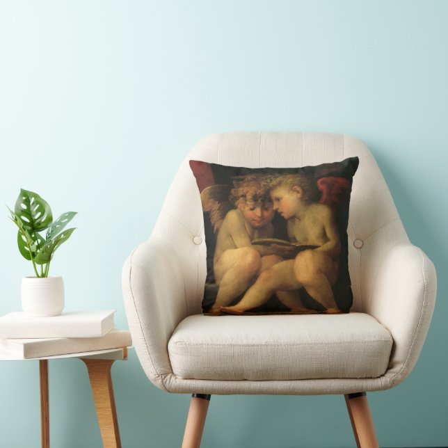 Två Cherubs Reading by Rosso Fiorentino, Änglar Kudde (Stol)
