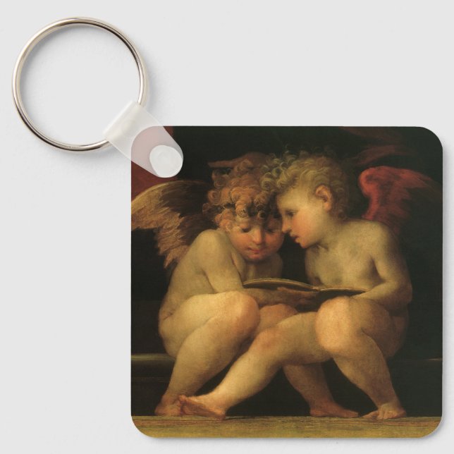 Två Cherubs Reading by Rosso Fiorentino, Änglar Nyckelring (Framsida)