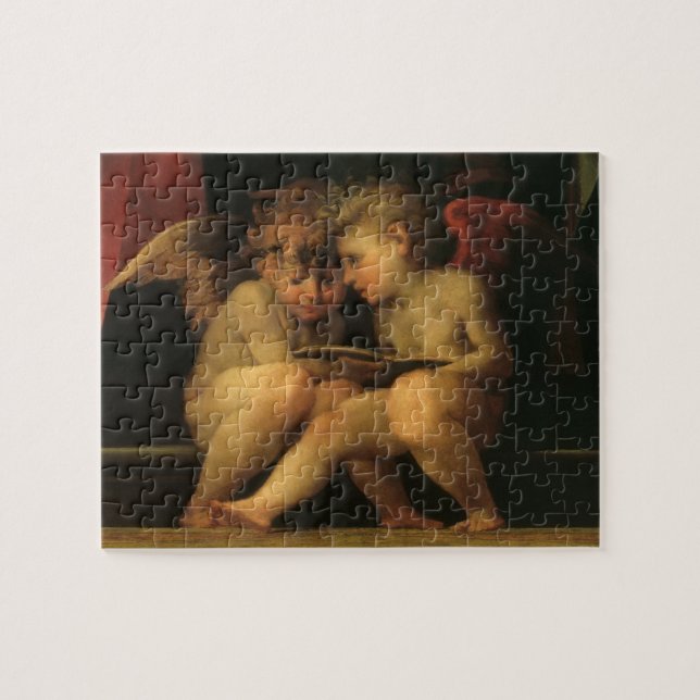 Två Cherubs Reading by Rosso Fiorentino, Änglar Pussel (Horisontell)