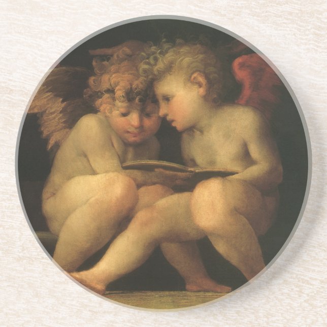 Två Cherubs Reading by Rosso Fiorentino, Änglar Underlägg (Framsidan)