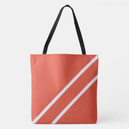 Två Chic diagonalt vit Rand på fet Orange Tygkasse