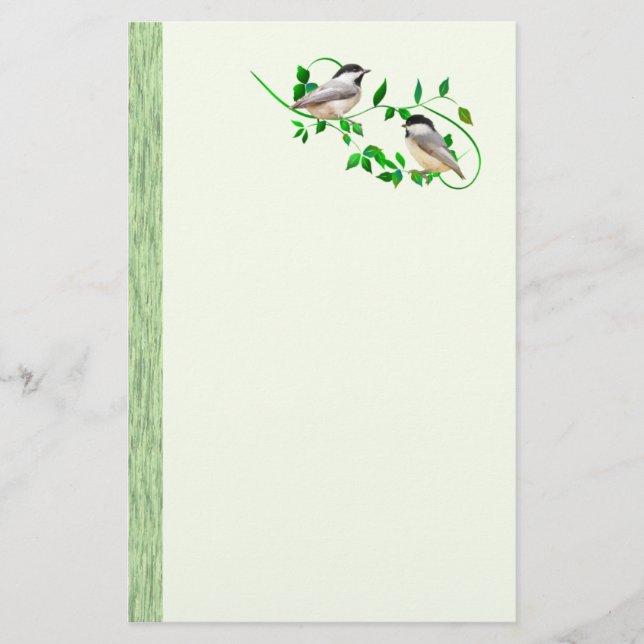 Två Chickadees Brevpapper (Framsida)