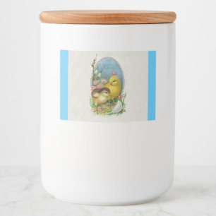 Två Chickar Påsk Söt Blå kläckta ägg Mat Etiketter