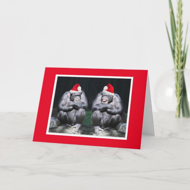 TVÅ CHIMS I SANTA HATS CHRISTMAS-KORT KORT (Framsida)