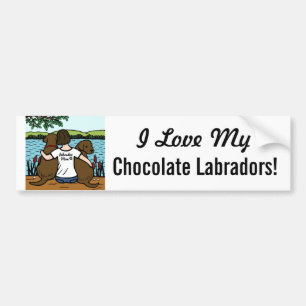 Två choklad Labradors och mamma Bildekal