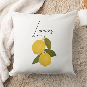 Två citroner med gröna blad Färsk citrus Kudde