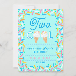 Två Cool Andra Födelsedagsinbjudan Glass Inbjudningar