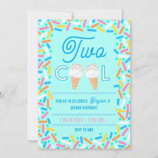 Två Cool Andra Födelsedagsinbjudan Glass Inbjudningar