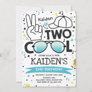 Två Cool Födelsedagsfest Jag är Två Cool 2-årsdag Inbjudningar