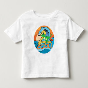 Två coola! 2-års surfing dinosaurie festvåg t shirt