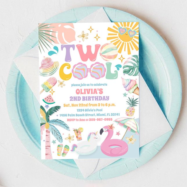 Två coola pool födelsedagsinbjudan inbjudningar (Skapare uppladdad)